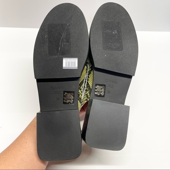 Ganni Snakeskin Slingback Loafers Green Shoes - Picture 6 of 7
